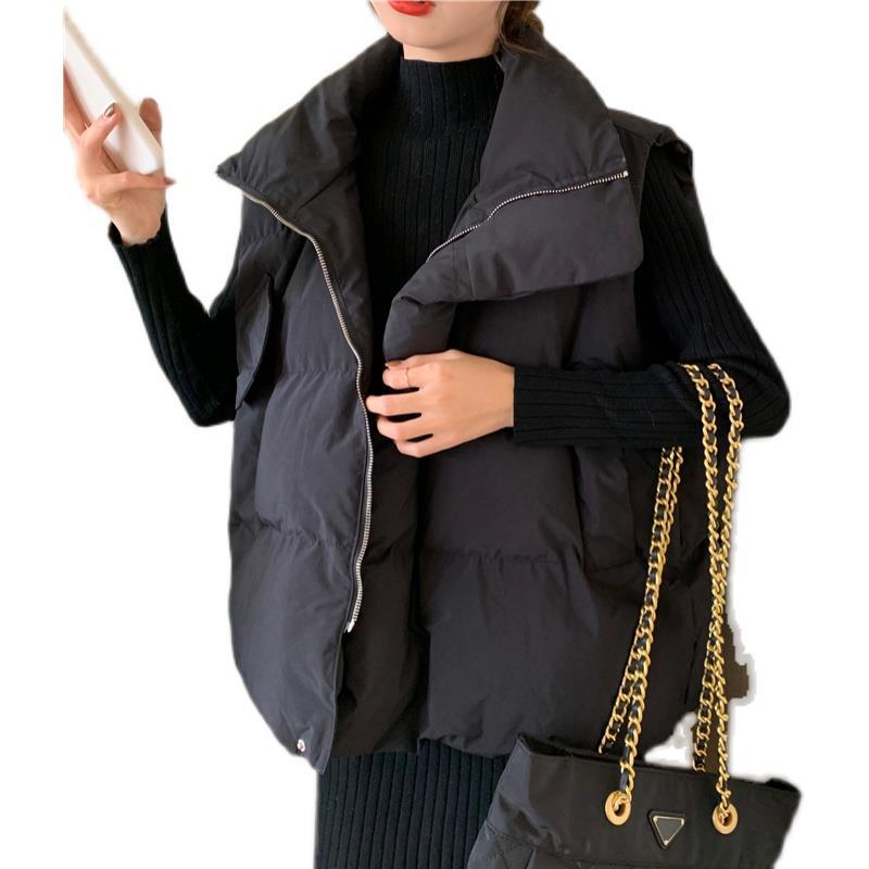 Autumn and winter new down cotton vest women's short loose stand-up collar versatile vest vest jacket women