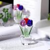 Creative Crystal Tulip Sculpture Colorful Handmade Tulip Bouquet Ornaments Reflect Small Desktop Floral Decorations