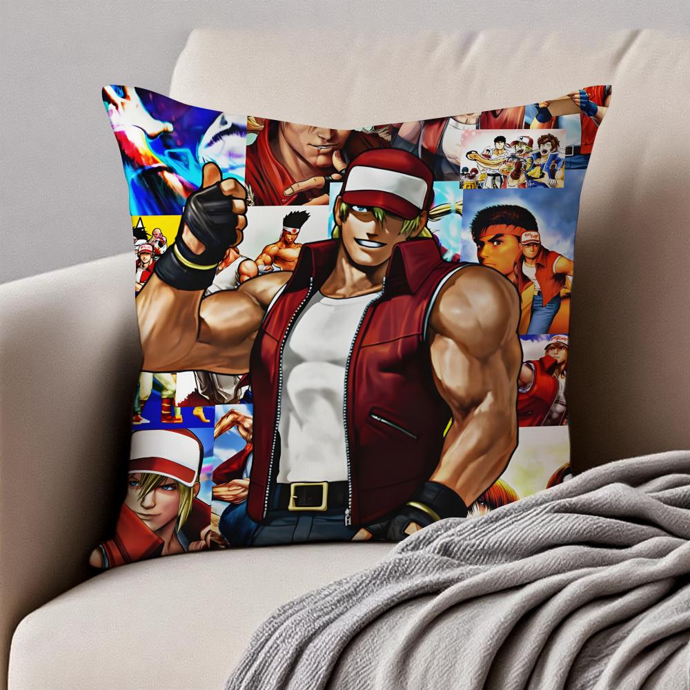 KKKing of Fighters Game Character Cushion Cover Pillowcase Antidustmite Invisible Zipper Short Plush Sofa Cushion