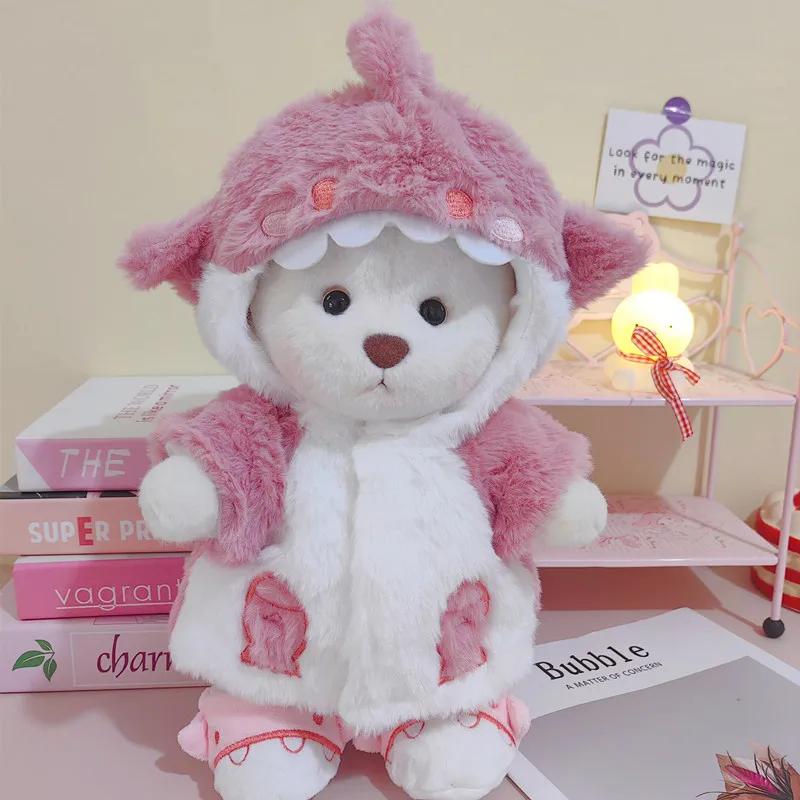 30cm Handmade Teddy Tale Bear Plush Toy Change Dress Baby Crawling Cloth Girl Hug Cuddly Plushie Doll for Girlfriend Gift