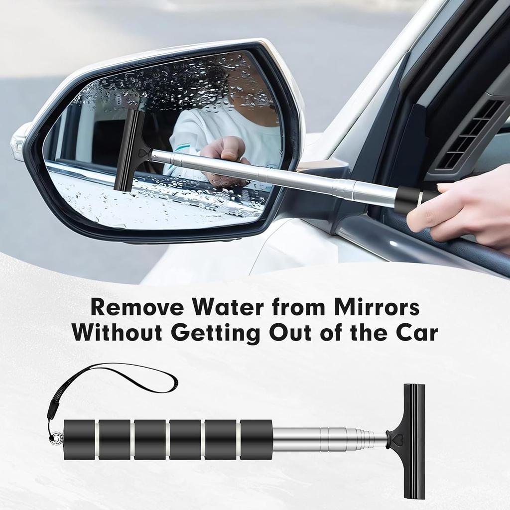 2 Pcs Side Mirror Squeegee, Retractable Car Wiper, Portable Cleaning Tool For Rainy Foggy Weather, Universal Accessories
