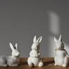 Happyyami Garden Bunny Figurines Landscape Bunnies Decoration 3Pcs Ceramic Bunny Rabbit Figurine Easter White Bunny Figurines Mini Tabletop Rabbit