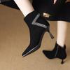 2026 New Elegant with Medium Heels Pointed Toe Booties  Suede Autumn Winter Ankle Boots for Women  Woman Short Shoes