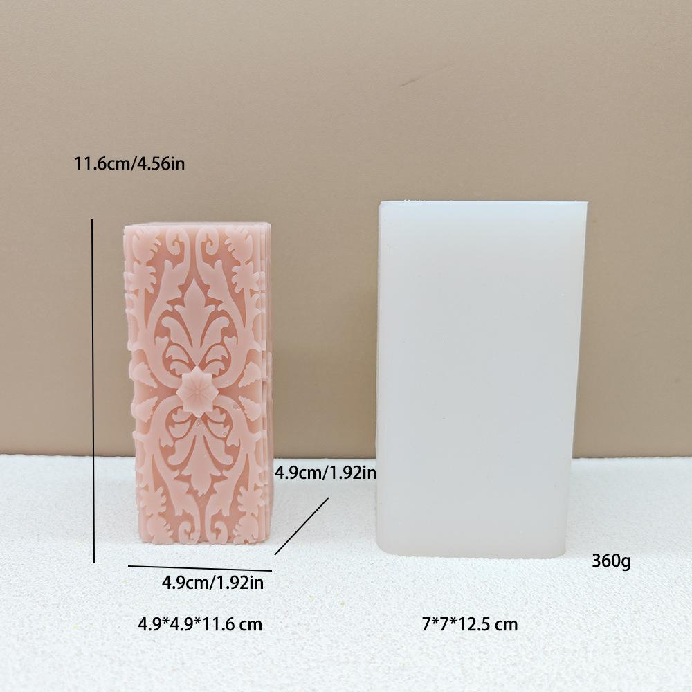 New Lace pattern cylindrical candle silicone mold carving pattern flowers and plants cylindrical candle mold candle making molds