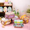Easter Biscuit Storage Box Portable Tinplate Candy Box with 2 Handles Empty Tin Case Cookie Candy Storage Container for Easter Festival Party Supplies