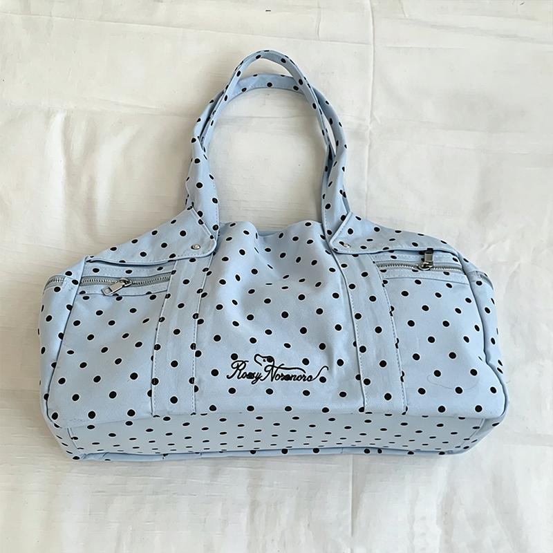 

Korean Polka Dot Tote Bag Large Capacity Casual Handbag Lightweight Soft Pillow Style Shoulder Bag With Multi Pocket Commute Bag 42x40x15cm