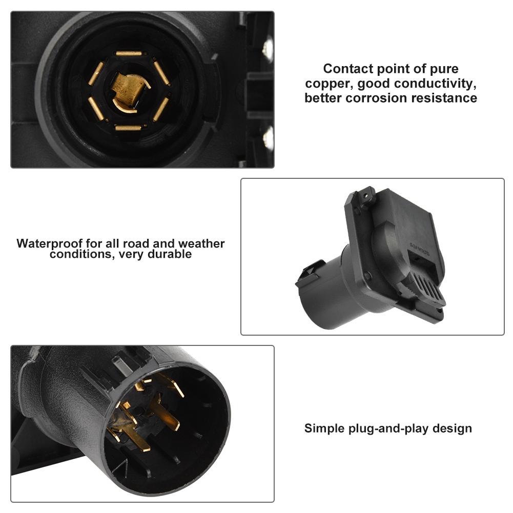 12V-24V 7-pins bil elektrisk kontakt tilhengerkontakt adapterplugg for campingvogn tilhenger