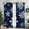 2pcs 2D flat printing Christmas Scene Curtain Blue Snowflakes Versatile Durable Polyester Without Electricity Versatile for