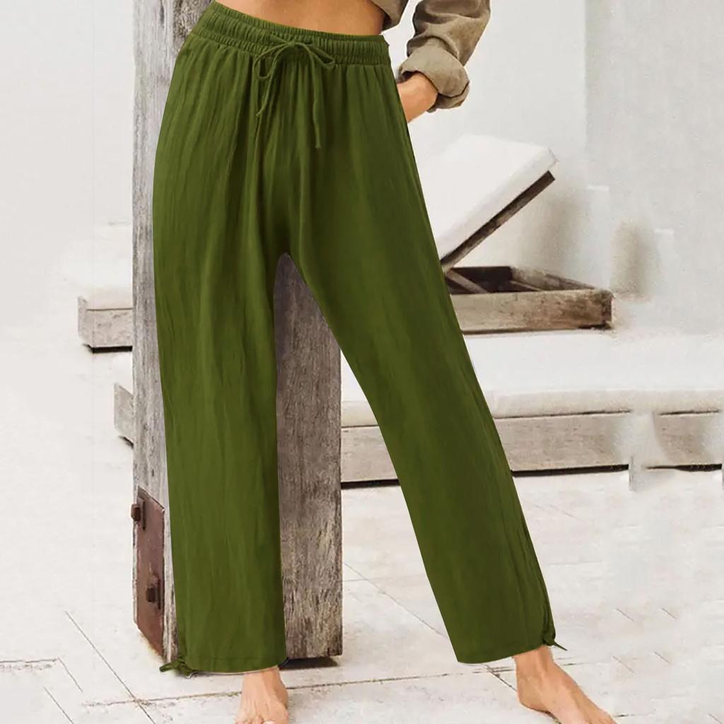 Pantaloni pentru femei, pantaloni eleganți la modă, talie elastică, talie înaltă, picior larg, croială regulată, pantaloni sport