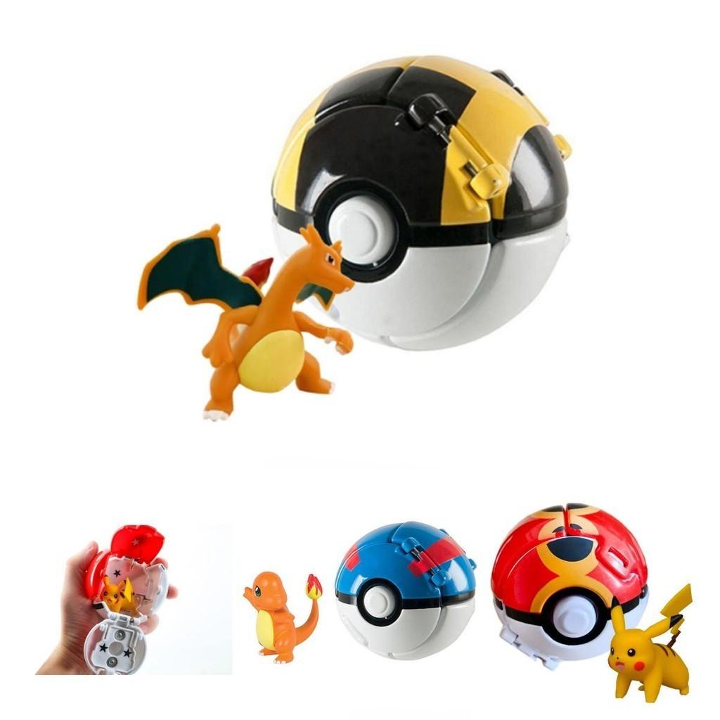 Pokemon Poke Ball Elf Figure Model Toy Pikachu Charmander Litten Rockruff Game Anime Figure
