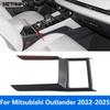 For Mitsubishi Outlander -2024 2025 Carbon Fiber Console Gear Shift Box Molding Trim Water Cup Holder Frame Car Accessories