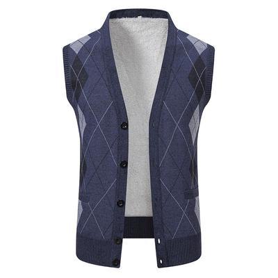 Maglione gilet da uomo in lana a coste lavorato a maglia con bottoni patchwork scollo a V moderno contemporaneo britannico da indossare tutti i giorni per uscire
