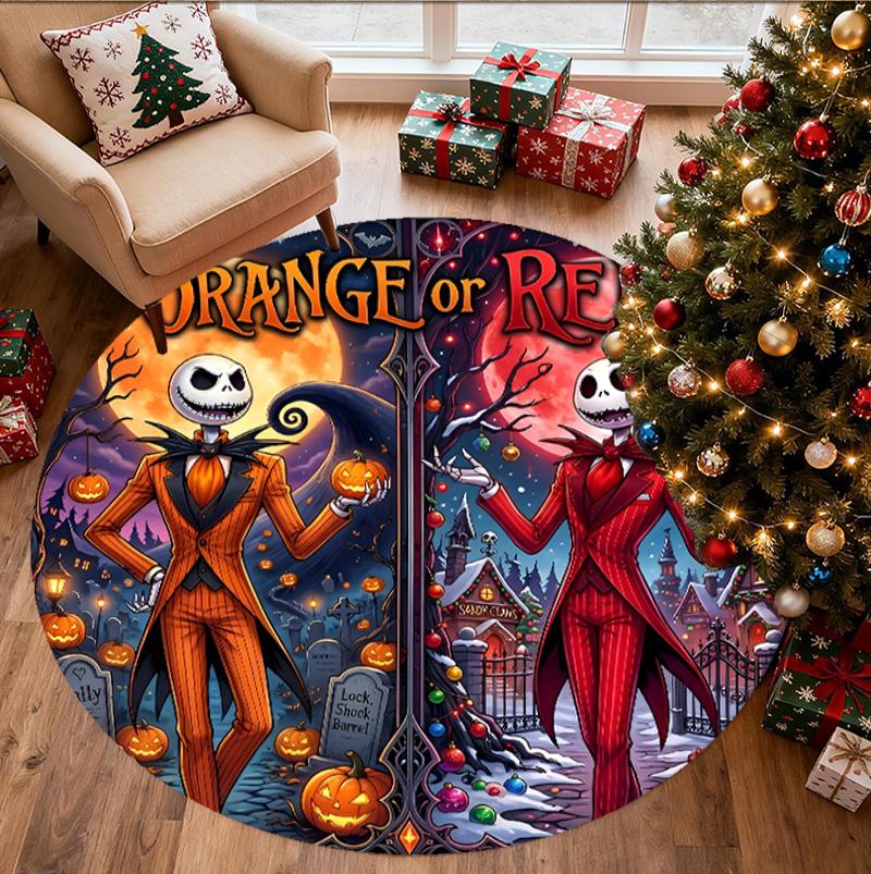 The Nightmare Before Christmas Pattern Round Rug, Indoor/Outdoor Mat, for Picnic, Gameroom, Bedroom, Office, Living Room, Home Decor Carpet, Birthday 