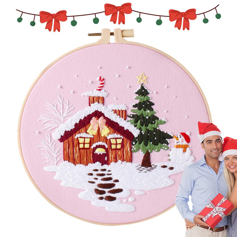 Christmas Cross Stitching Kits Merry Christmas DIY Kit with Patterns Instructions Embroidery Beginners Kit Needlepoint Kit