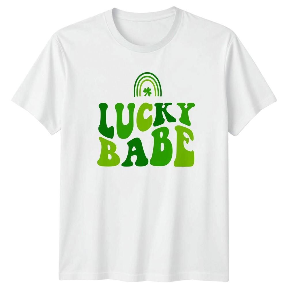 Lucky Babe Unisexs TShirt Groovy Retro St Patricks Day Gift For Her S
