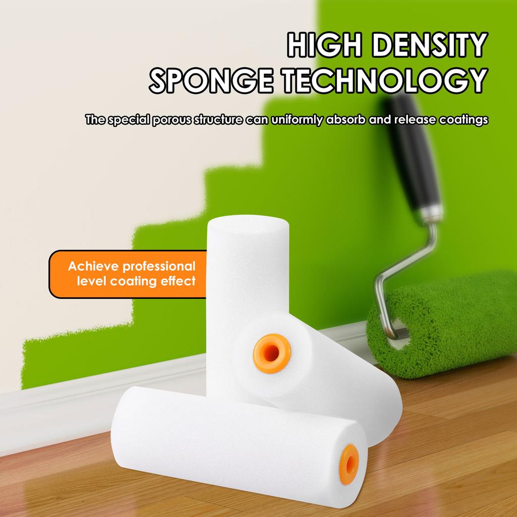 30Pcs Foam Cupboard Paint Roller Cover Versatile High Density Mini Paint Roller Cover With Standard Interface for Wall Ceiling