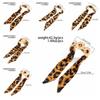 Leopard Print Silk Scarf Cuff Bangles Ribbon-Wrapped Hollow Flower Metal Wide Bracelet Vintage Adjustable Ethnic Style Wristband