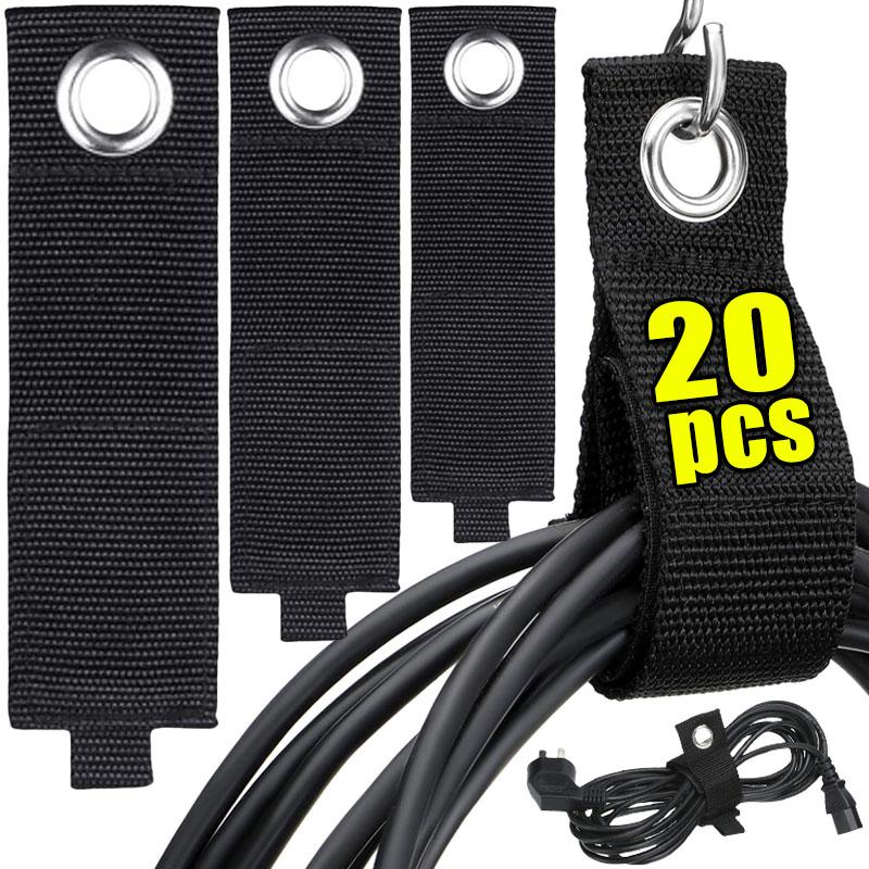 1/20pcs Nylon Heavy-Duty Storage Strap Reusable Extension Cord Organizer Cable Ties Hose Holder Garage Organization Loop Hanger