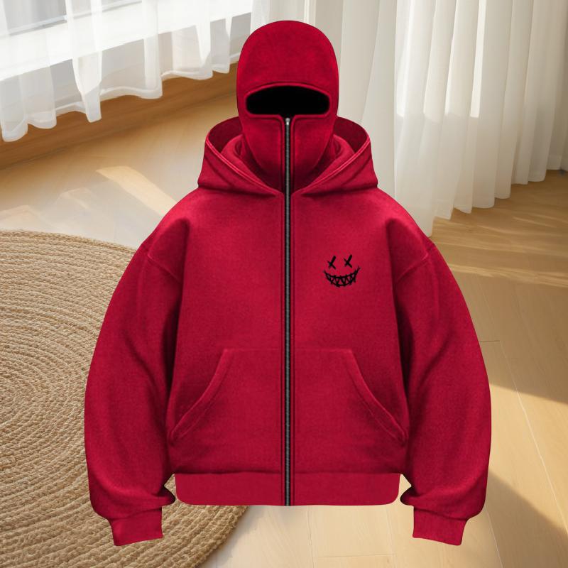 Men's Fashion Fitness Street Designer Hoodie Zipper Hoodie Loose Masked Sweatshirt Women's Fashionable Double Cap Double Collar