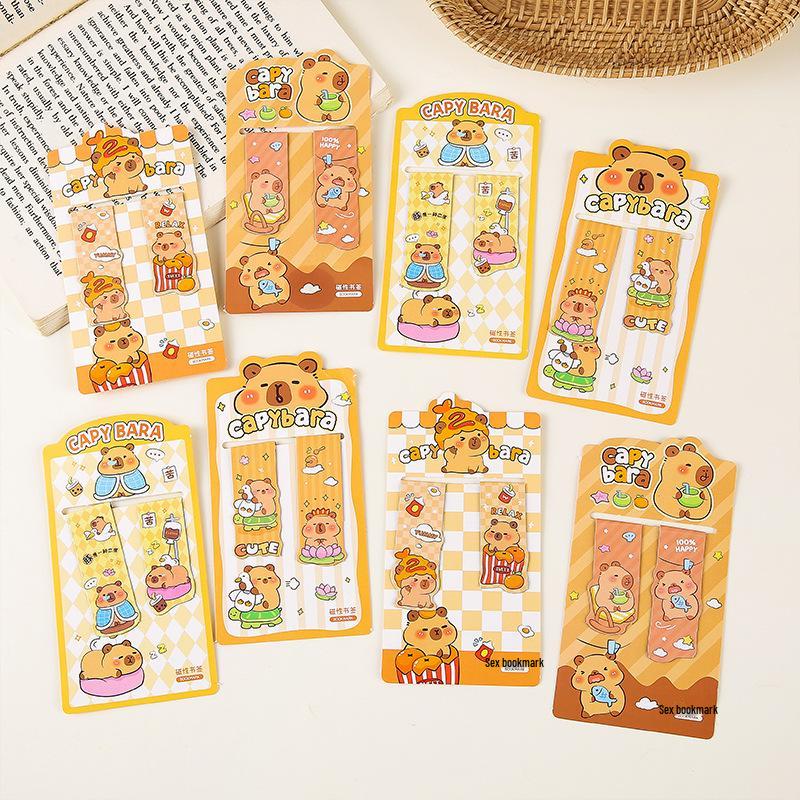 Creative Cartoon Capybara Bookmark: Cute Magnetic Page Holder for Kindergarten Students and Practical Stationery Gift.