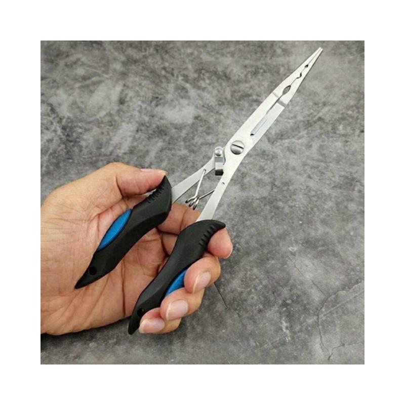 2pcs 11.8in Multifunctional Luya Pliers Stainless Steel Fishing Pliers Fishing Accessories Fish Mouth Pliers Hook with Rubber Handle