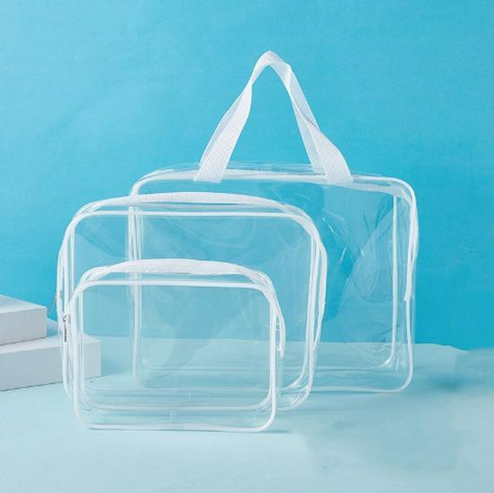 

Clear PVC Toiletry and Makeup Bag Set (3-Pack) - Waterproof Storage for Beach Toys (Large) Small 18*14*4cm білий