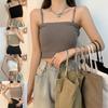 Women's Ribbed Tube Top with Removable Straps, Built-in Bra Bandeau Camisol