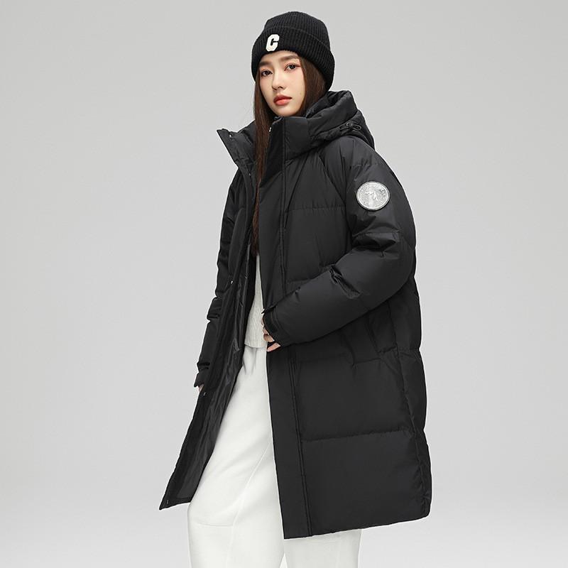 Same Style As Influencer White Duck Down Mid-Length Hooded Winter Jacket Unisex 2026 Warm Coat