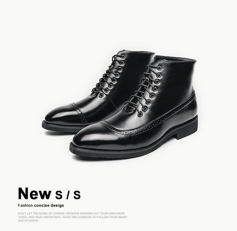 British Style High-Top Plus Size Leather Patchwork Martin Boots - Men's Autumn Fashion Trend