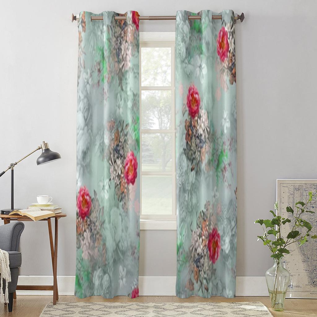 Abstrakte Blume Hintergrund Fenster Vorhänge Für Wohnzimmer Schlafzimmer Luxus Moderne Küche Vorhänge Stoff Vorhänge