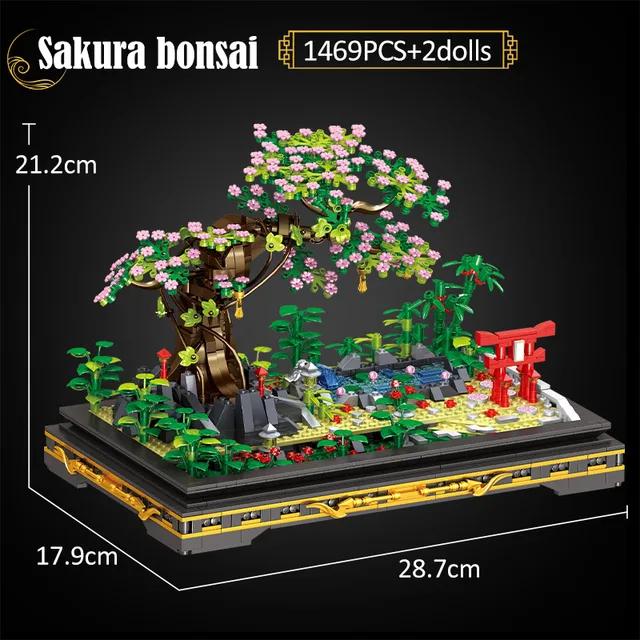 City Mini Pine Bonsai Ornaments Peach Blossom Building Blocks Sakura Decoration Potted Plant Figures Bricks Toy Children Gifts