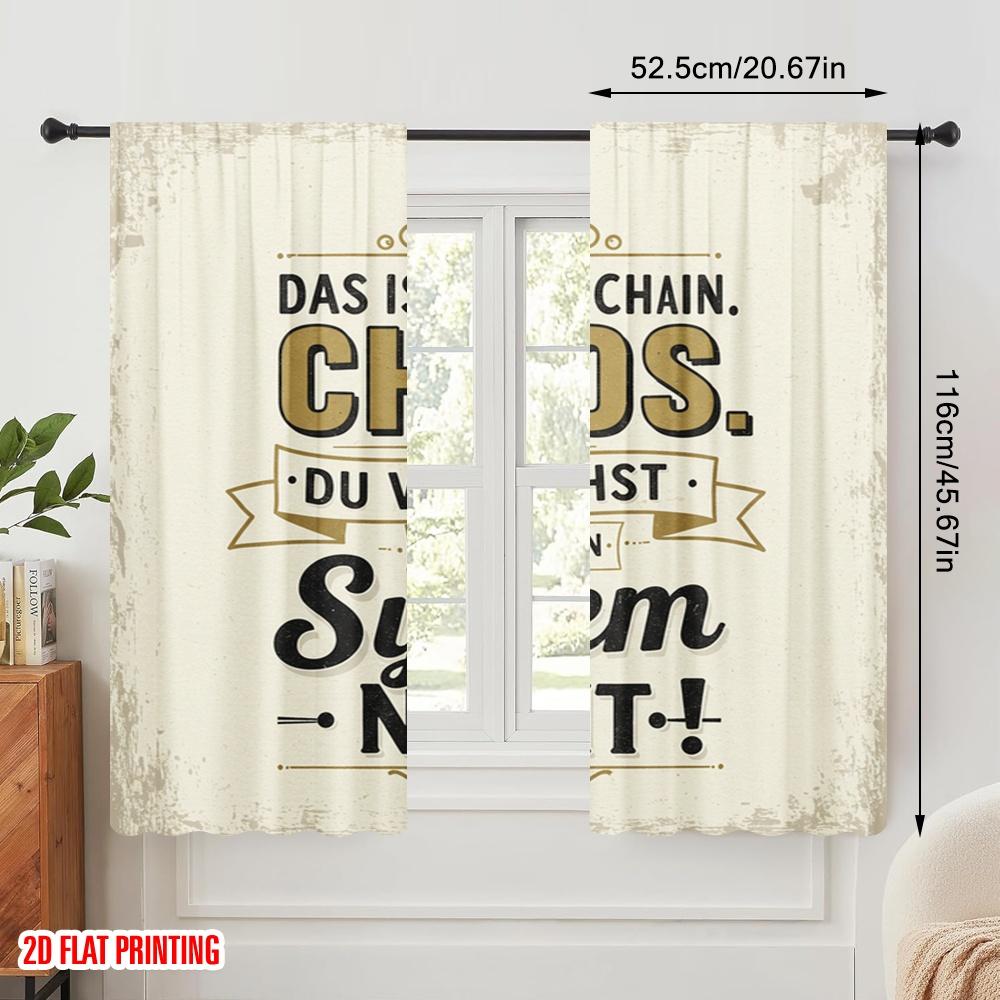 2pcs 2D Flat Printing Window Curtains DAS IST KEIN CHAOS DU VERSTEHST NUR MEIN SYSTEM NICHT Polyester Without Electricity