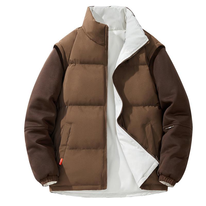 Fake two double-sided cotton-padded clothes, new cotton-padded clothes for men in autumn and winter, thickened cotton-padded clothes 