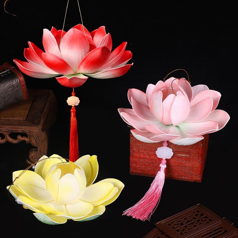 2026 Mid-Autumn Festival Lantern Handheld Paper Lotus Flower DIY Lantern Material Kit Glowing Festival Lantern Lotus Light Decor