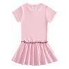 Kpop Witcher Girls Pleated Cartoon Dress - Stylish Short-Sleeve Summer Skirt for Children