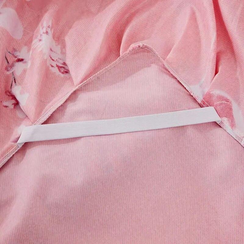 3pcs Set Skin-friendly Lace Bedspread Princess Double Layer Lace Bed Sheet Anti-slip Bed Cover with 2pcs Pillowcase