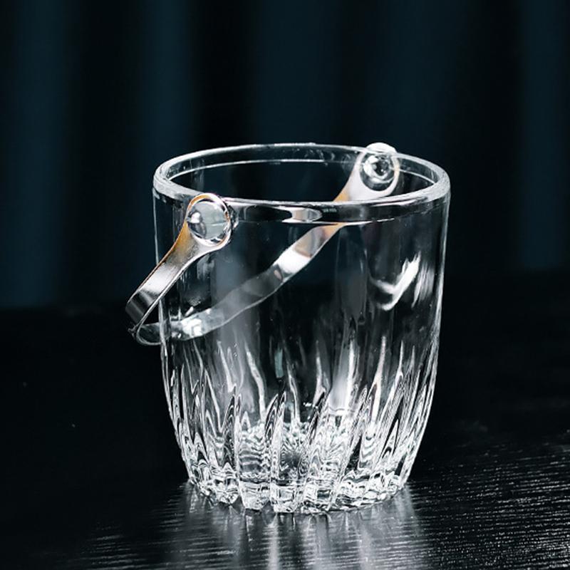 880ml Party Bar Transparent Drinkware Red Wine Beer Champagne Ice Buckets with Handle European Style Glass Insulated Ice Bucket