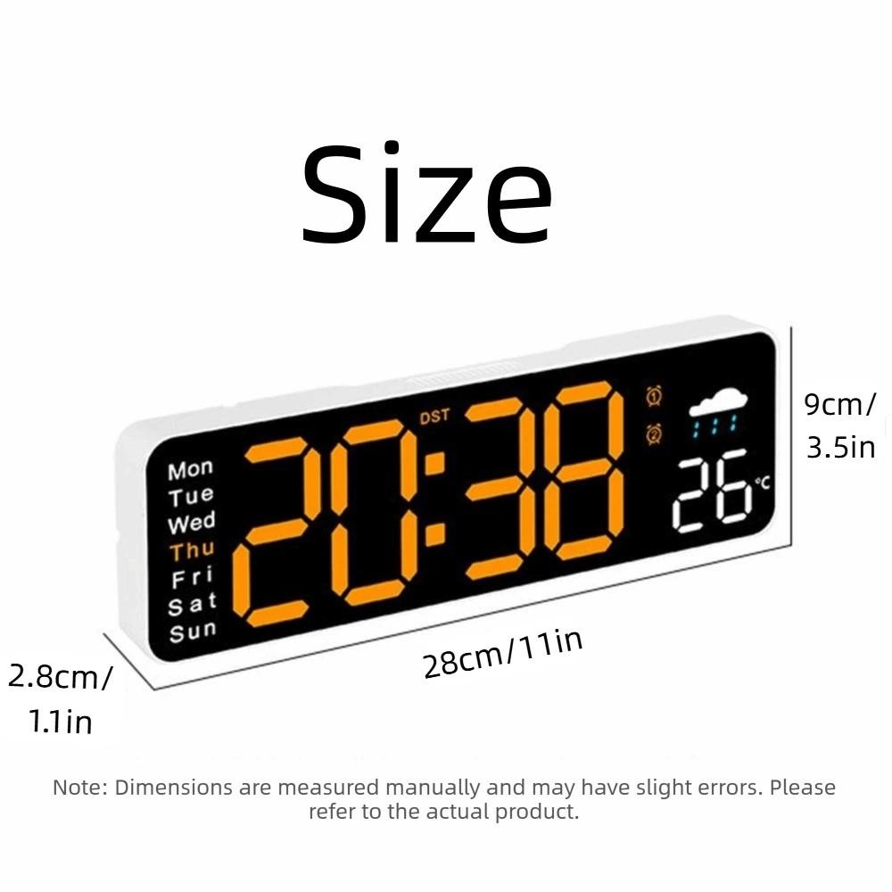 Large Screen Alarm Clock Temperature Humidity  Display LED Clock Digital Wall Clock  Living Room