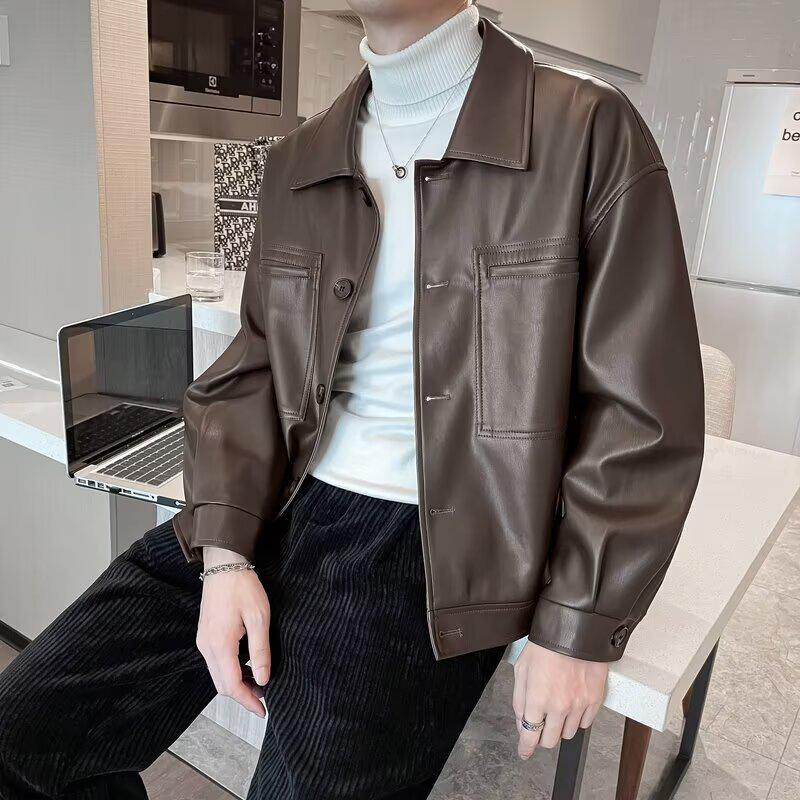 Jaqueta de Motociclista em Couro PU Estilo Retrô Americano: Casaco de Baseball Streetwear de Outono/Inverno de Alta Qualidade para Homens/Mulheres