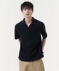 Slit Neck Pique Polo Shirt [Black]