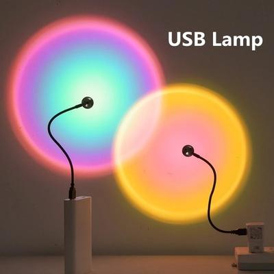 USB Sunset Light Mobilní telefon Vlastní fotografování Světlo LED Duha Neon Noční Světlo Projektor Fotografování Nástěnné osvětlení Atmosféra