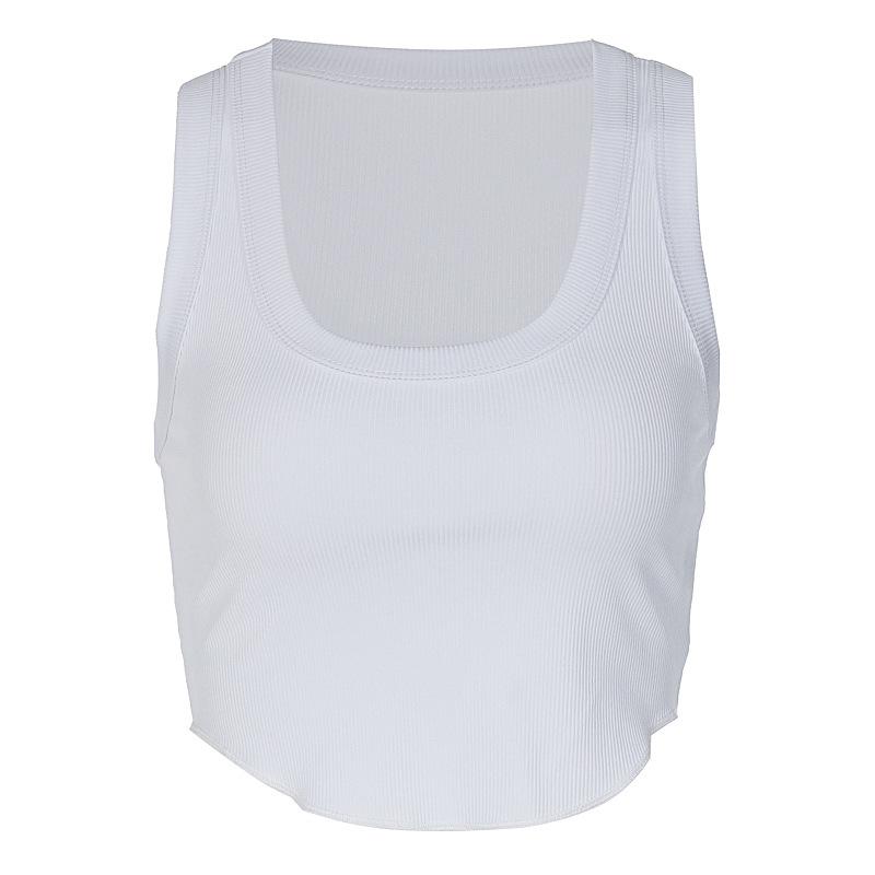 Ribbed Square Neck White Sexy Slim Y2K Crop Tank Top Summer Women Goth Clothes Streetwear Vacation Casual Wholesale