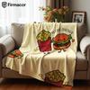 Better Together Burger Fries Cartoon Anime Print Flannel Blanket Soft Warm Throw for Kids Bedroom Sofa Christmas Office Car