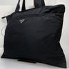 PRADA Tote Bag Handbag Business Tessuto Nylon Black Triangle Logo Plate Auth