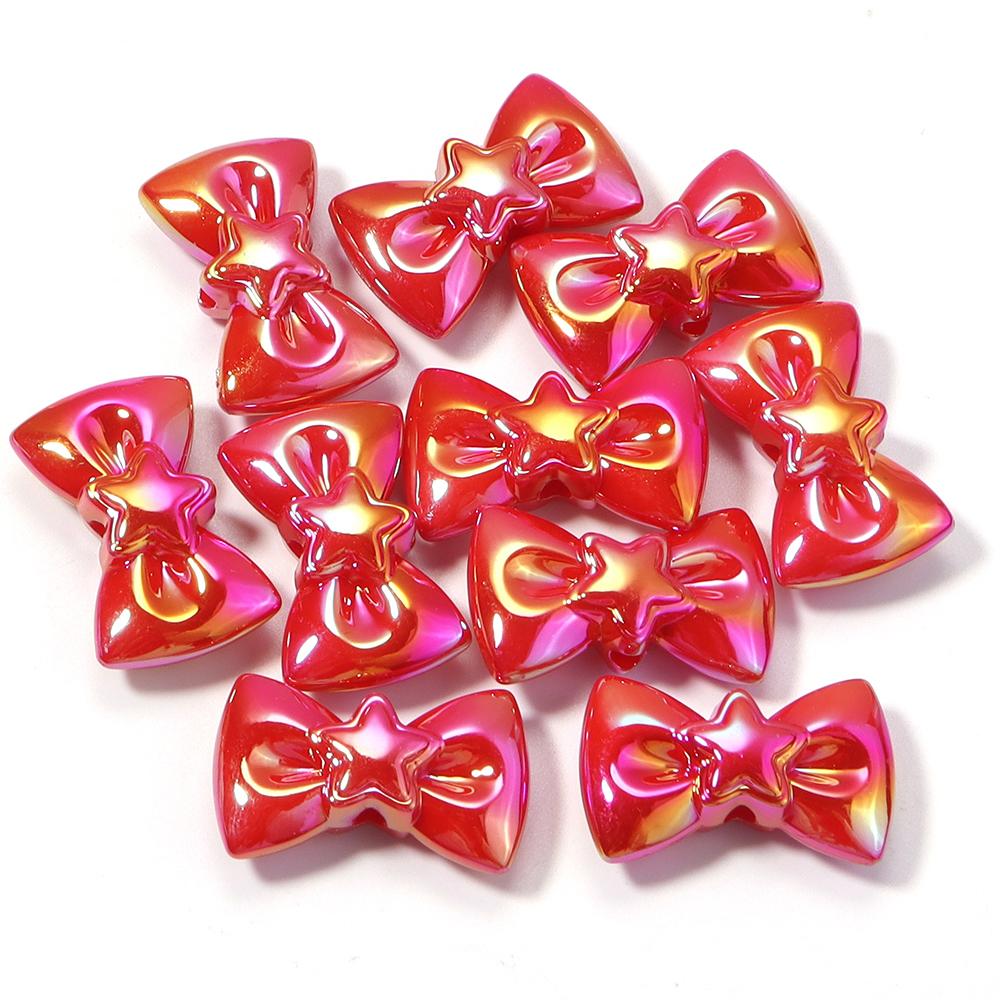 10pcs 17x28mm Bow Acrylic Beads Colorful Sweet Bowkot Loose Beads For Jewelry Making DIY Necklace Phone Chain Keychain Decor