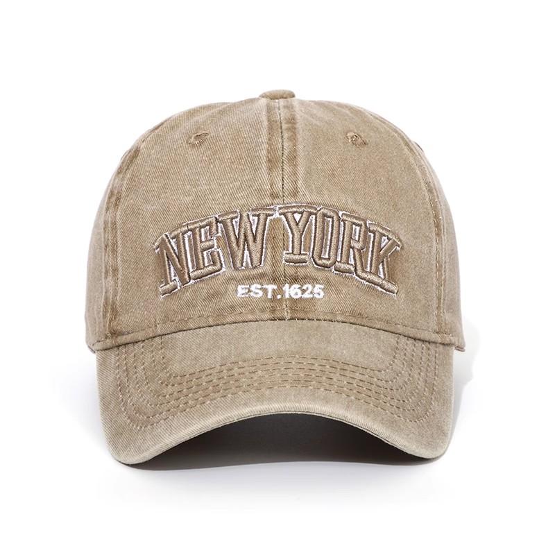 New York Tvättad Bomull Basebollkeps Hattar För Kvinnor Män Retro Bokstavsbroderi Snapback Kepsar Solskydd Hip Hop Pappahatt Keps