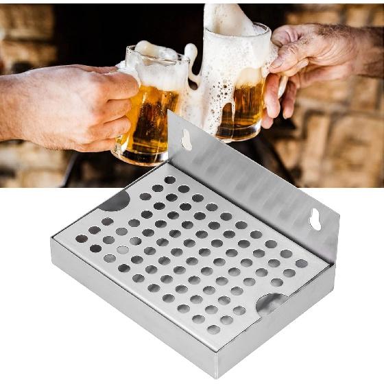 Beer Drip Trays, Stainless Steel Wall Mounted Drip Tray for Homebrew Kegging Draft Beer Metal Beer Tower Drip Pan for Restaurants, Kitchens, and Bars