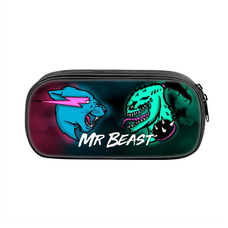 Mr Beast Lightning Cat Lion Print Student Single Layer Stationery Storage Bag