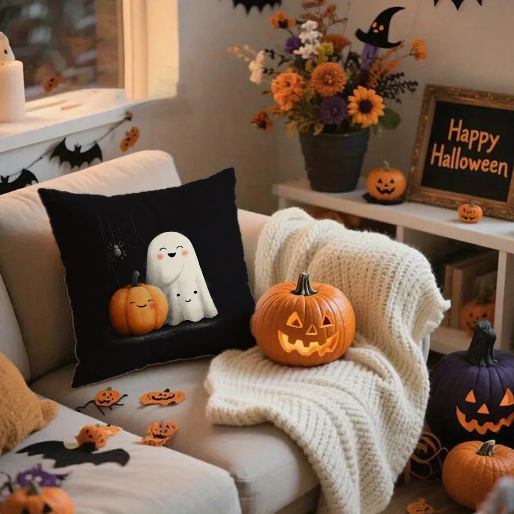 Cute Ghost Pillowcases For Halloweensuitable For Sofa Car Bedroom Decorative Cushion Cover Pillow Cover