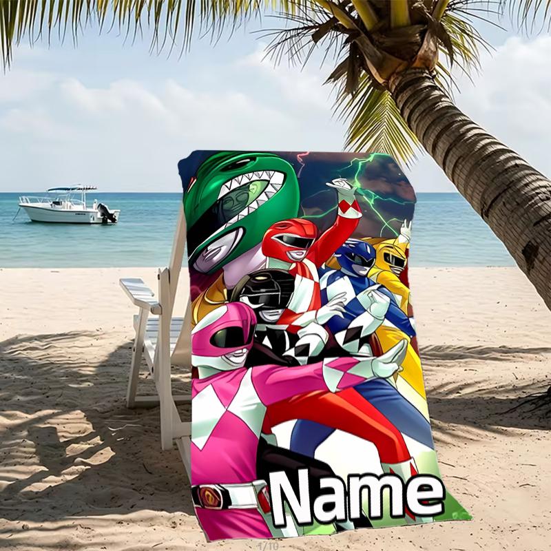 Customizable personalized beach towels Mighty Morphin Power Rangers themed designs.Suitable for the beach, yoga, sports;ideal as beach accessories